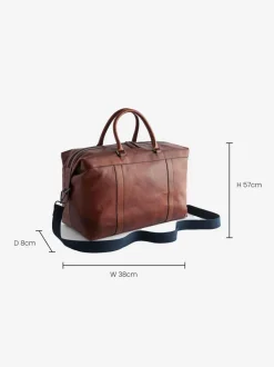 Tassen|Next Lichtbruin/marineblauw - Leather Weekend Holdall Bag