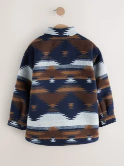 Jassen En Jacks|Shirts|Next - Gevoerde shacket (3-16jr) Lichtbruin/Marineblauw Ikat-patroon