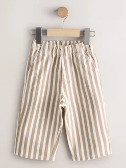 Broeken En Chino's*Next Lichtbruin/wit gestreept - Wijde broek met elastische taille (3mnd-7jr)