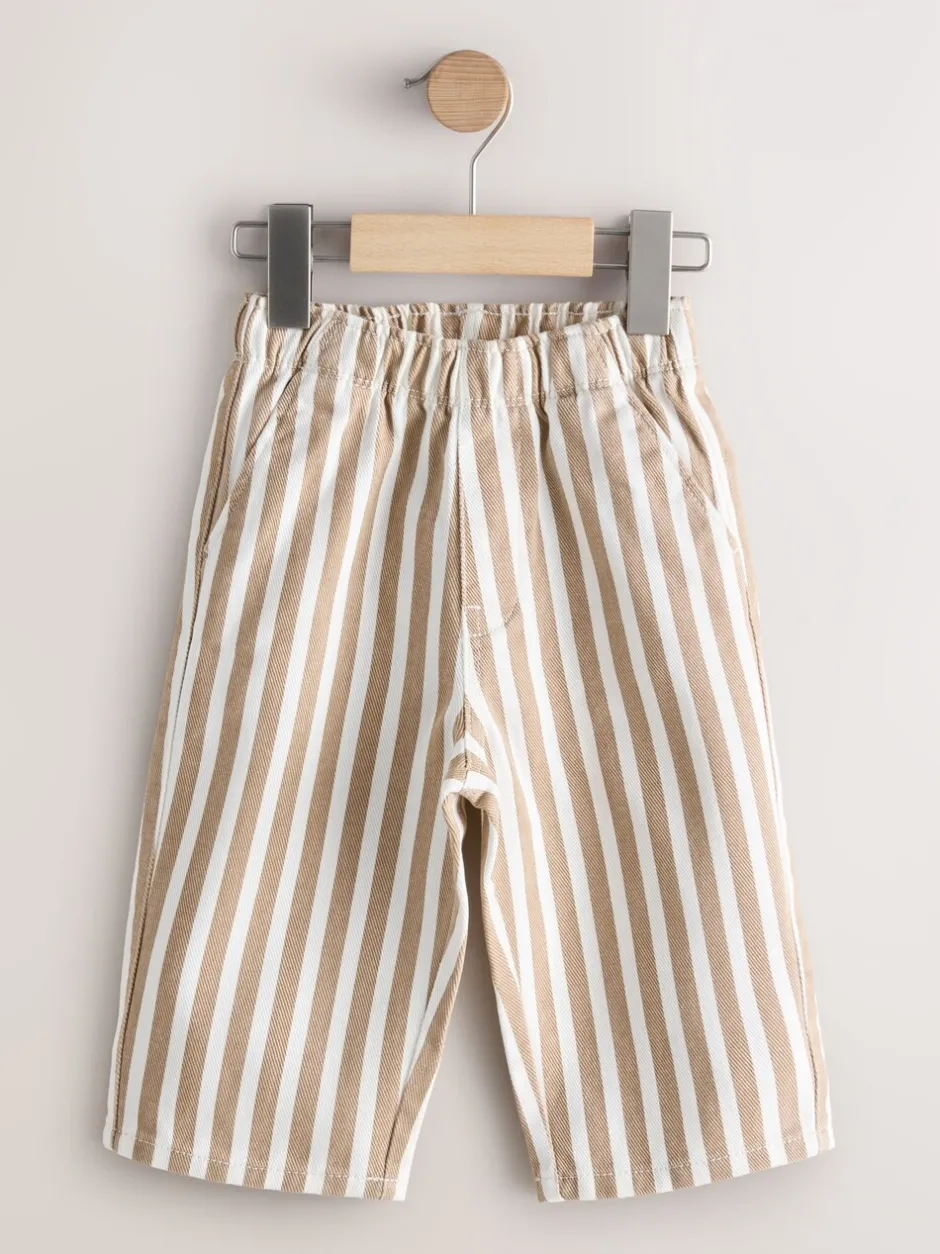 Broeken En Chino's*Next Lichtbruin/wit gestreept - Wijde broek met elastische taille (3mnd-7jr)