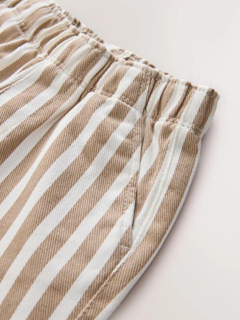 Broeken En Chino's*Next Lichtbruin/wit gestreept - Wijde broek met elastische taille (3mnd-7jr)