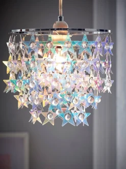 Lampenkappen|Verlichting*Next Lichte iriserende sterrenlampenkap met eenvoudige montage