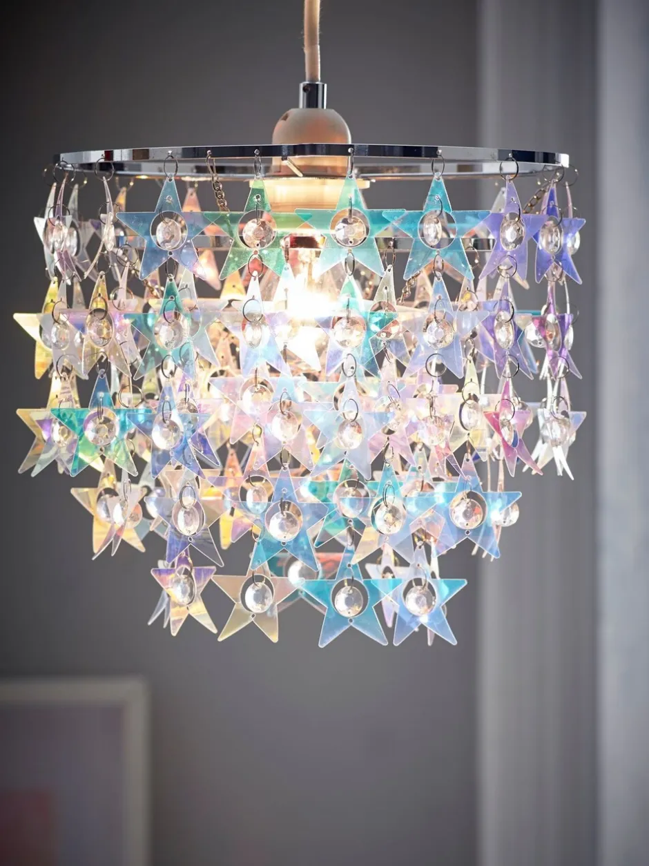 Lampenkappen|Verlichting*Next Lichte iriserende sterrenlampenkap met eenvoudige montage