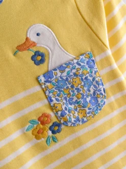 T-Shirts|Jojo Maman Bébé - - Bretons gestreepte top met eendzakje Lichtgeel