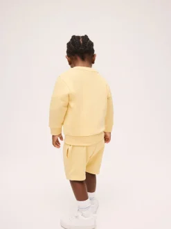 Shorts|Next - Plain Crew Neck Sweatshirt and Shorts Set (3mths-7yrs) Lichtgeel