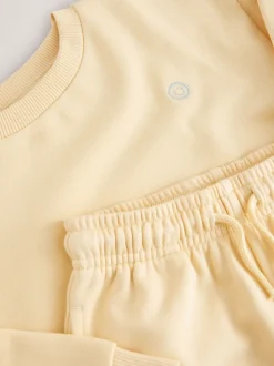 Shorts|Next - Plain Crew Neck Sweatshirt and Shorts Set (3mths-7yrs) Lichtgeel