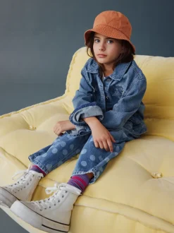 Jeans|Next Lichtgewassen Stippen - Barrel jeans (3-16jaar)