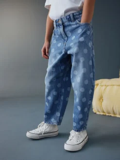 Jeans|Next Lichtgewassen Stippen - Barrel jeans (3-16jaar)