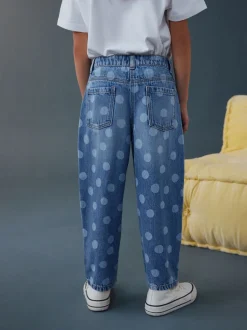 Jeans|Next Lichtgewassen Stippen - Barrel jeans (3-16jaar)