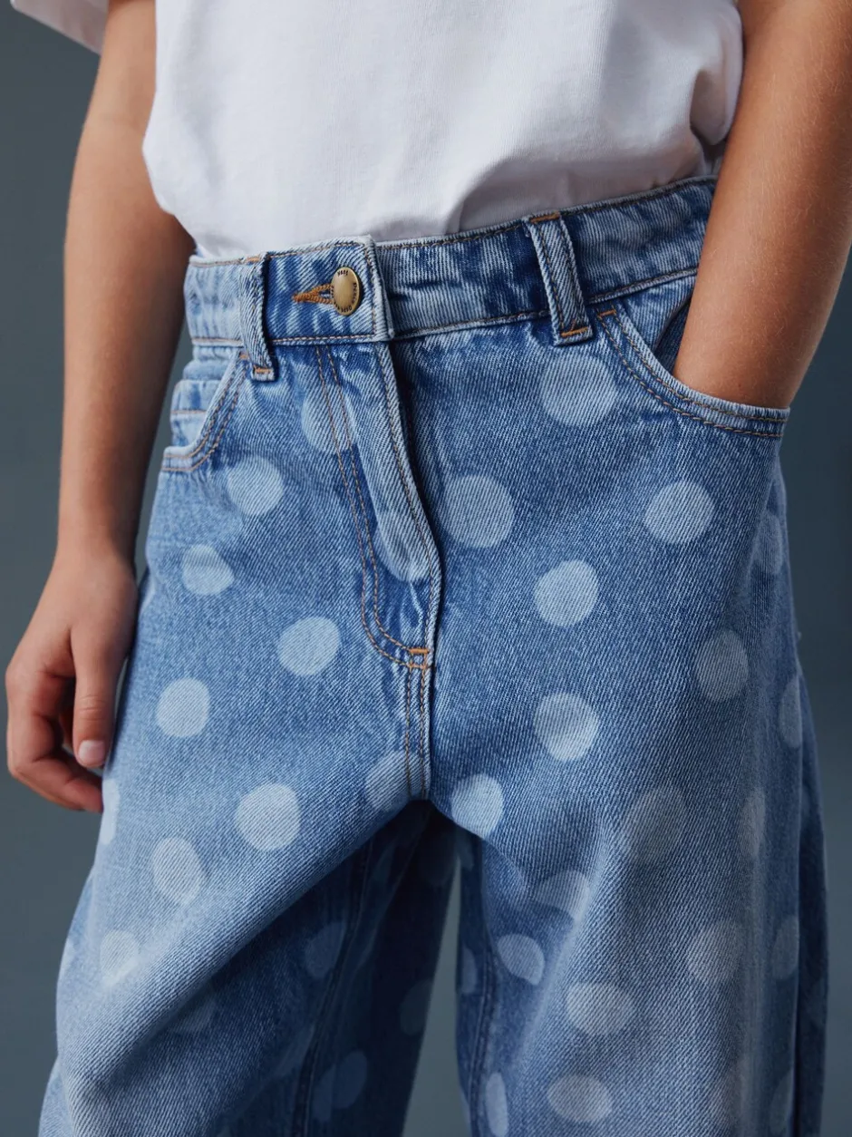 Jeans|Next Lichtgewassen Stippen - Barrel jeans (3-16jaar)