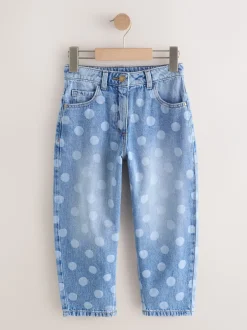 Jeans|Next Lichtgewassen Stippen - Barrel jeans (3-16jaar)