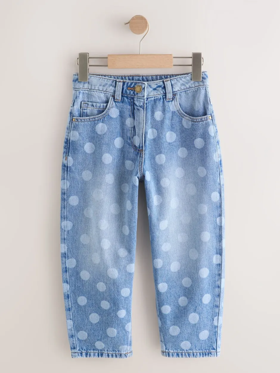 Jeans|Next Lichtgewassen Stippen - Barrel jeans (3-16jaar)