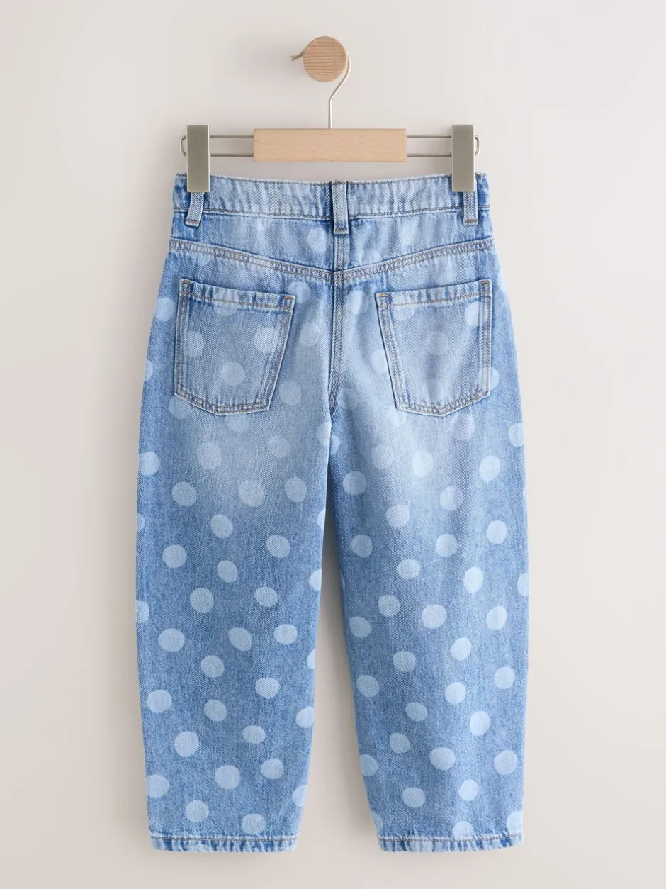 Jeans|Next Lichtgewassen Stippen - Barrel jeans (3-16jaar)