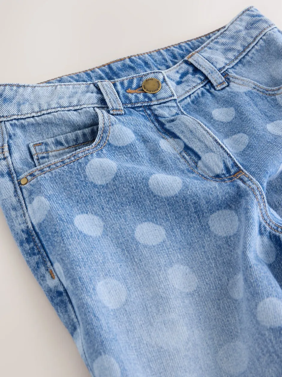 Jeans|Next Lichtgewassen Stippen - Barrel jeans (3-16jaar)
