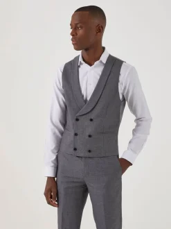 Vesten*Skopes - Dubbele knoop - Harcourt gilet maatpak met enkel rij knopen Lichtgrijs
