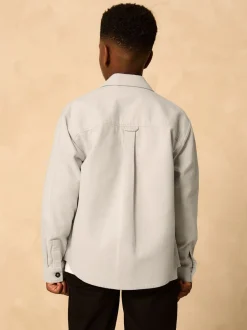 Shirts*Next - Geborsteld overshirt (3-16jr) Lichtgrijs