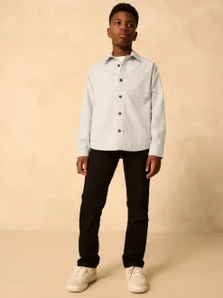 Shirts*Next - Geborsteld overshirt (3-16jr) Lichtgrijs