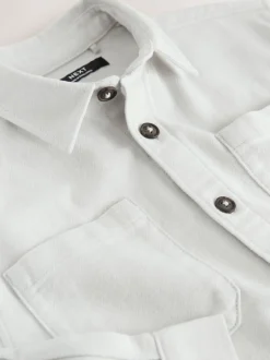 Shirts*Next - Geborsteld overshirt (3-16jr) Lichtgrijs