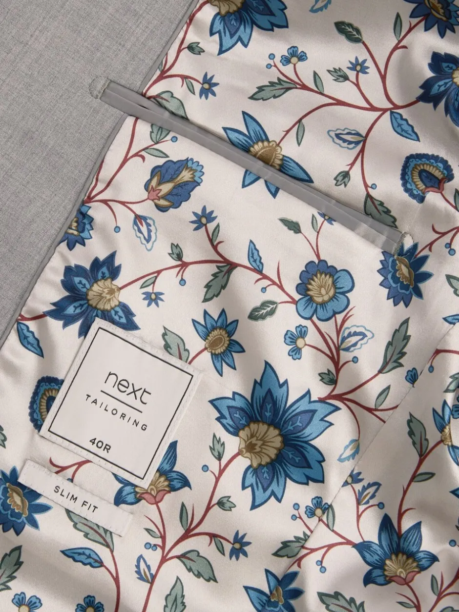 Blazers En Business-Jasjes|Pakken|Next - Slim Fit - Meegevend stretchkostuumjasje Lichtgrijs