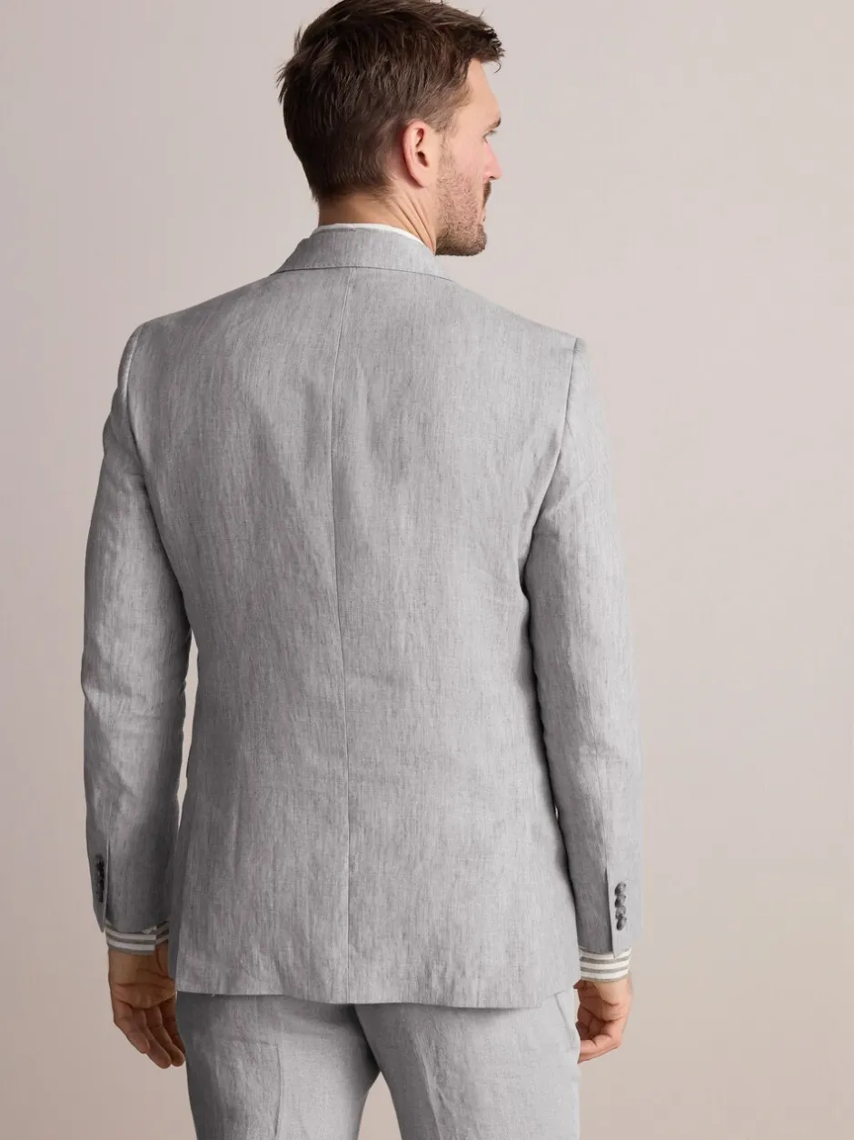 Blazers En Business-Jasjes|Pakken|Next - Slimfit Leomaster Italiaans 100% linnen colbert Lichtgrijs