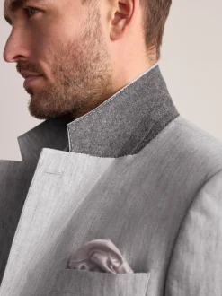 Blazers En Business-Jasjes|Pakken|Next - Slimfit Leomaster Italiaans 100% linnen colbert Lichtgrijs