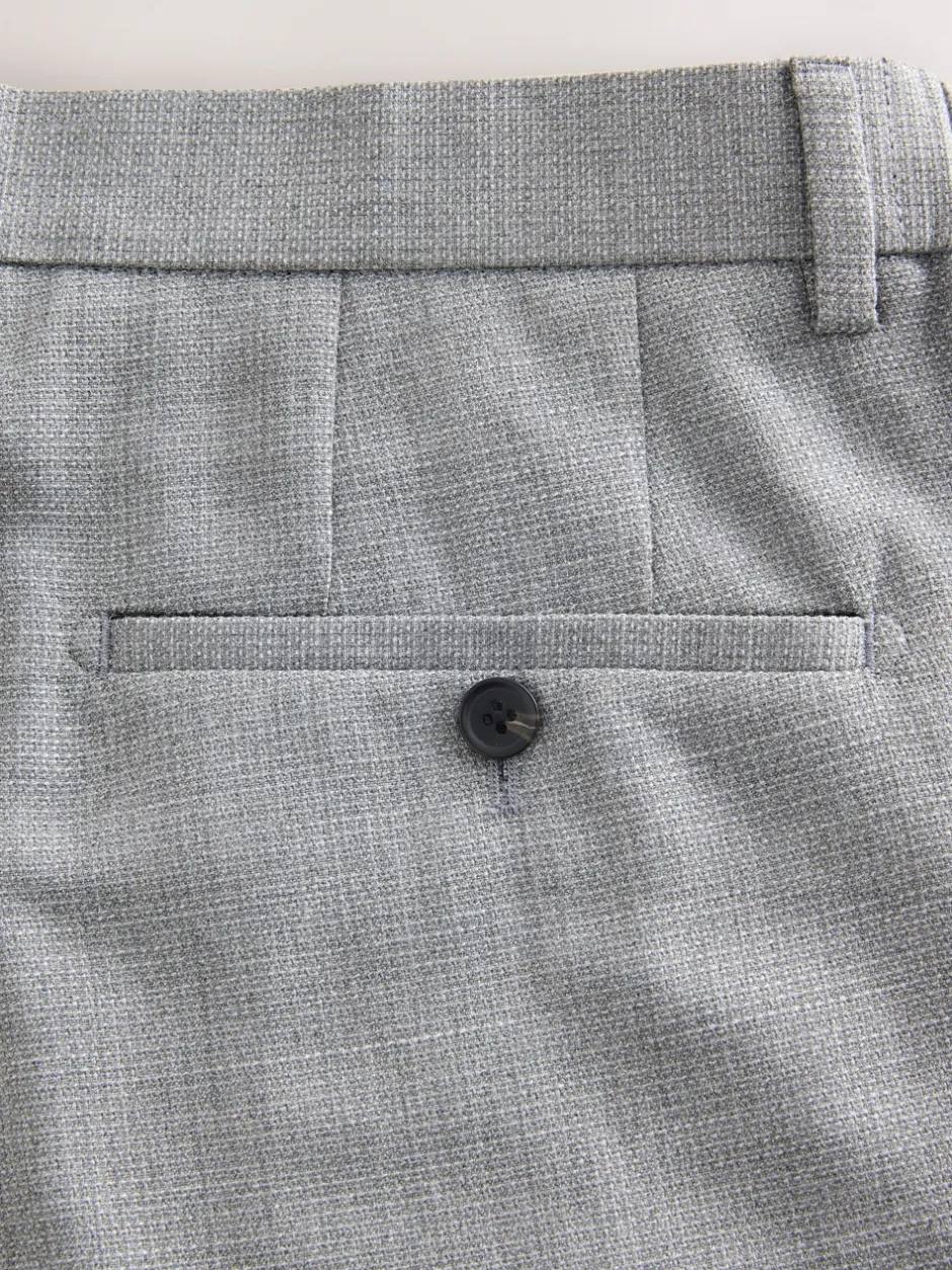 Formele Broek|Next - Slimme broek met elastische tailleband en normale pasvorm Lichtgrijs