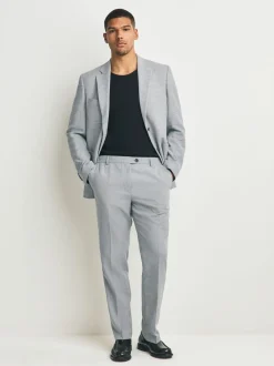 Formele Broek|Next - Slimme broek met elastische tailleband en normale pasvorm Lichtgrijs