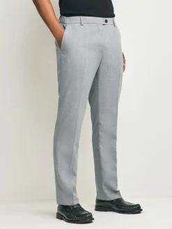 Formele Broek|Next - Slimme broek met elastische tailleband en normale pasvorm Lichtgrijs