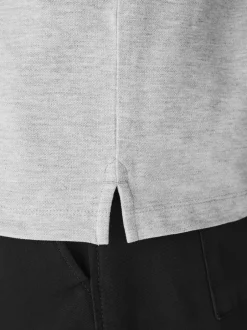Poloshirts|T-Shirts En Hemden|Next Lichtgrijs gemêleerd - Normale Pasvorm - Piqué poloshirt met korte mouwen
