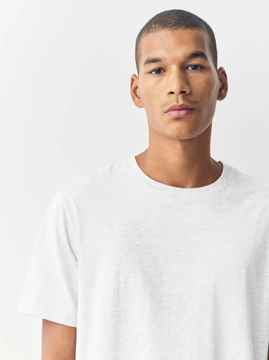 T-Shirts En Hemden|Next Lichtgrijs gemêleerd - Slim Fit - Essentieel katoenen T-shirt met ronde hals