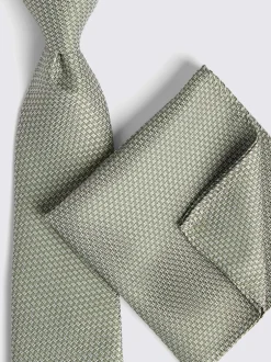 Stropdassen En Pochets*MOSS Lichtgroen - stropdas met textuur