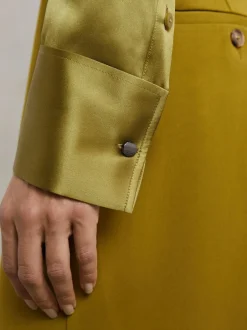 Blouses En Overhemden|Tops En T-Shirts|Reiss Lichtgroen - Ameira Silk-Satin Concealed-Placket Shirt