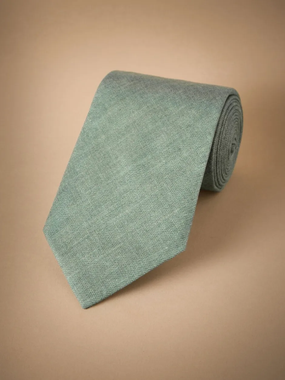 Stropdassen En Pochets|Next - Signature Made In Italy Printed Melange Look Tie Lichtgroen