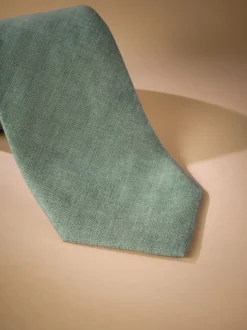 Stropdassen En Pochets|Next - Signature Made In Italy Printed Melange Look Tie Lichtgroen
