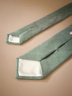 Stropdassen En Pochets|Next - Signature Made In Italy Printed Melange Look Tie Lichtgroen