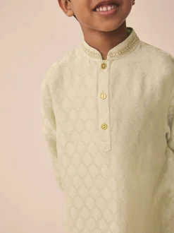 Kurtas*Next Lichtgroen geborduurd - Kurta (3mnd -16jr)
