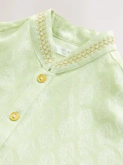 Kurtas*Next Lichtgroen geborduurd - Kurta (3mnd -16jr)