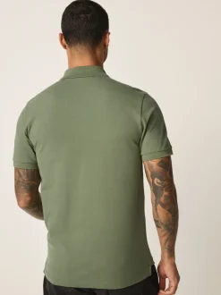 Poloshirts|Next Lichtolijfgroen - Slim Fit - Piqué poloshirt met korte mouwen
