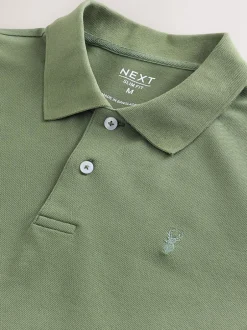 Poloshirts|Next Lichtolijfgroen - Slim Fit - Piqué poloshirt met korte mouwen