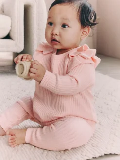 Sets En Combisets|Truien En Breisels|Next Lichtroze - Gebreide babytrui en leggings set 2 -delig (0mnd -3jr)
