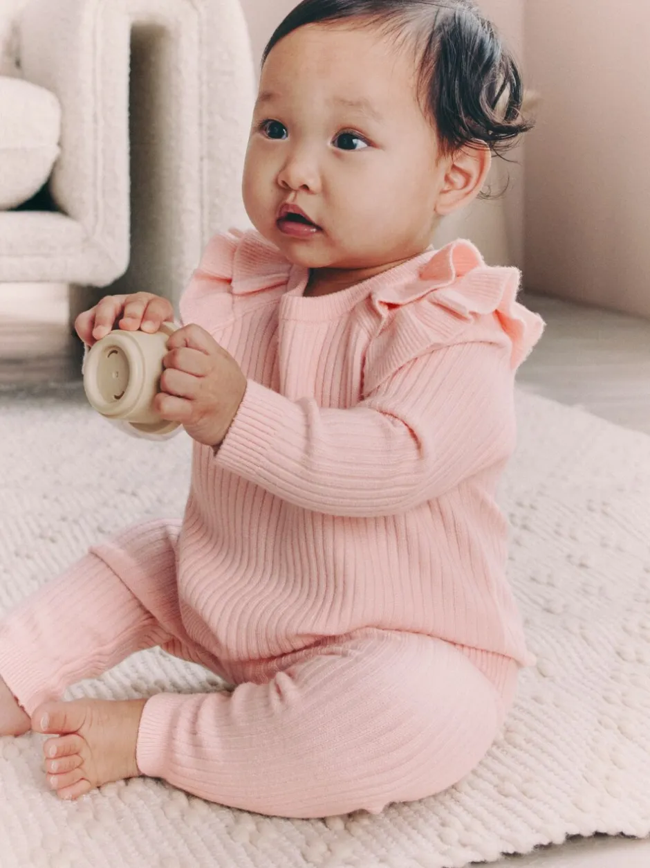 Sets En Combisets|Truien En Breisels|Next Lichtroze - Gebreide babytrui en leggings set 2 -delig (0mnd -3jr)