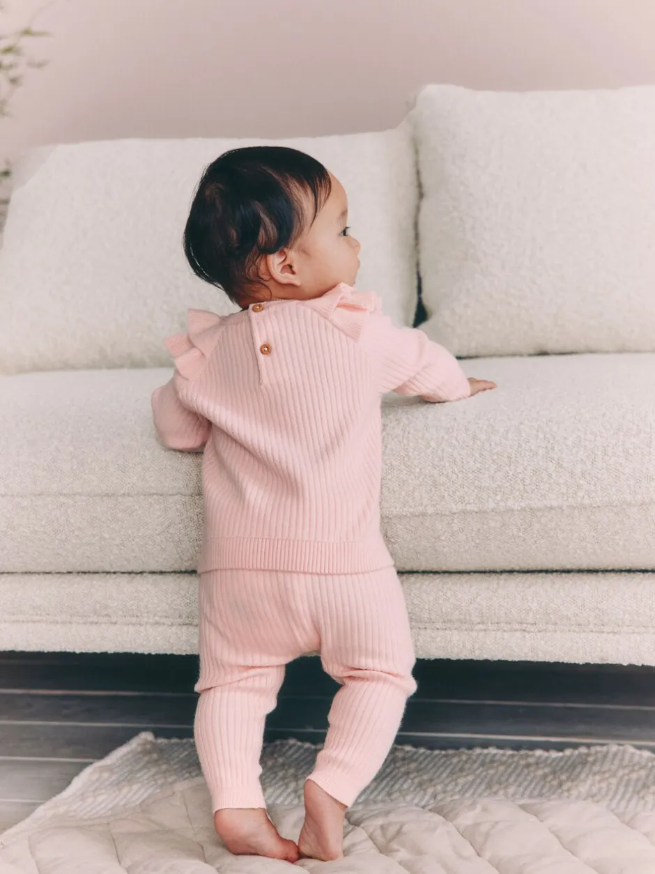 Sets En Combisets|Truien En Breisels|Next Lichtroze - Gebreide babytrui en leggings set 2 -delig (0mnd -3jr)