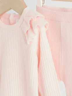 Sets En Combisets|Truien En Breisels|Next Lichtroze - Gebreide babytrui en leggings set 2 -delig (0mnd -3jr)