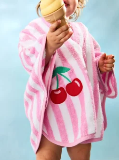 Badkleding|Badkleding*Jojo Maman Bébé - 100% katoenen handdoekponcho met vlindermotief Lichtroze