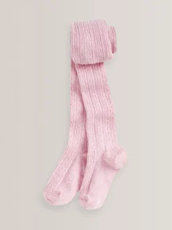Sokken En Panty's*Next Lichtroze - Maillot met hoog katoengehalte en kabelpatroon