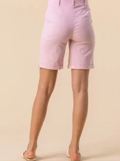 Shorts*Roman Lichtroze - stretch short met omgeslagen zoom