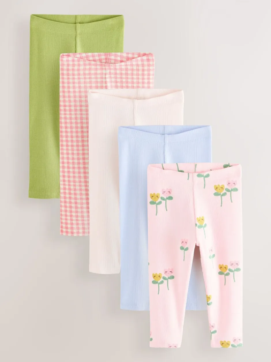 Broeken En Leggings|Next Lichtroze - Verpakking van 5 geribbelde Leggings (3mnd -7jr)