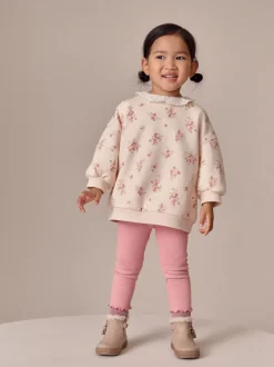 Sets En Outfits|Sweaters En Hoody´S|Next Lichtroze met fijne bloemenprint - Set van sweatshirt met kraag en legging (3mnd-7jr)