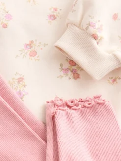 Sets En Outfits|Sweaters En Hoody´S|Next Lichtroze met fijne bloemenprint - Set van sweatshirt met kraag en legging (3mnd-7jr)