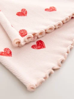 Broeken En Leggings*Next Lichtroze met hartje - Geribbelde flare legging (3 mnd-7 jr)